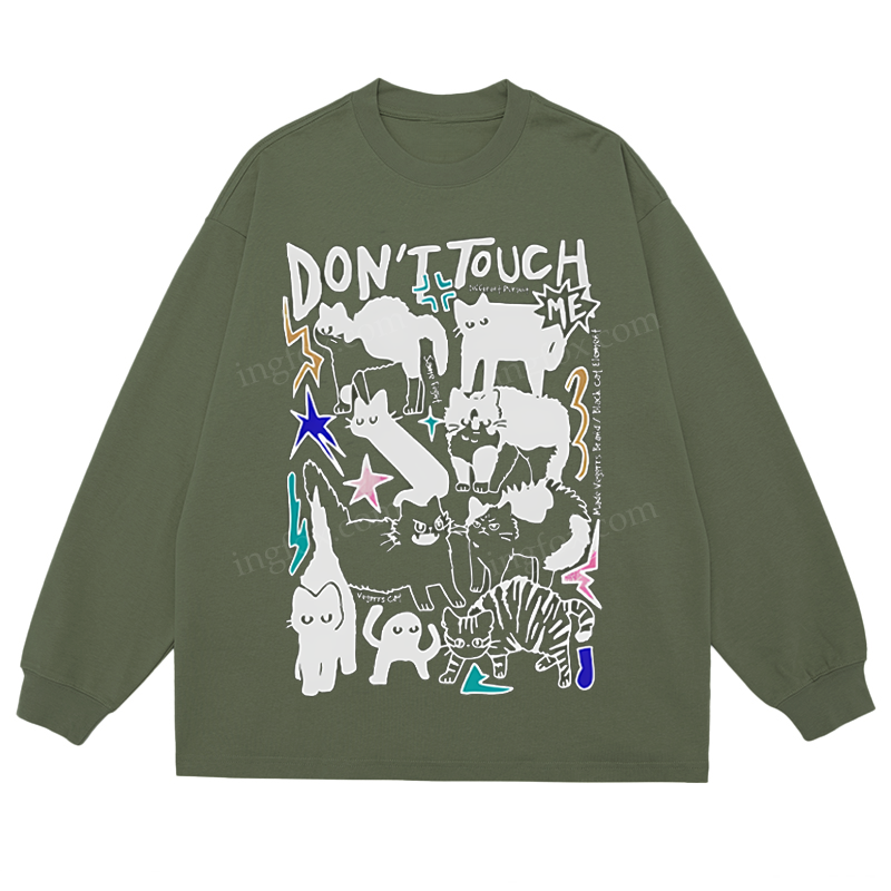 “Don’t Touch Me” Cat Collage - Classic Unisex Fit Cotton Long Sleeve Tee