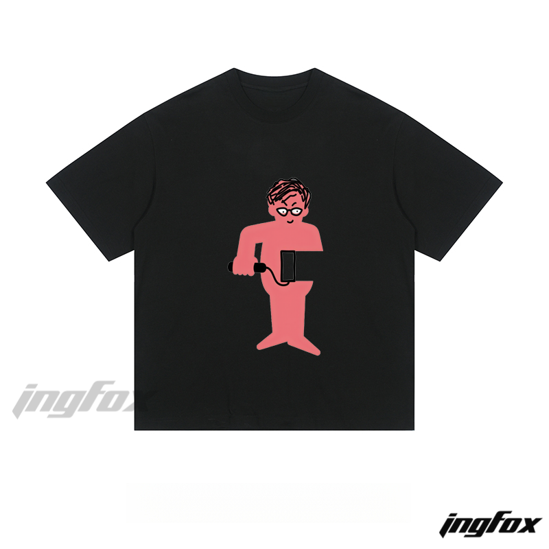Playful Pink Figure - Loose Fit Short Sleeve T - Shirt