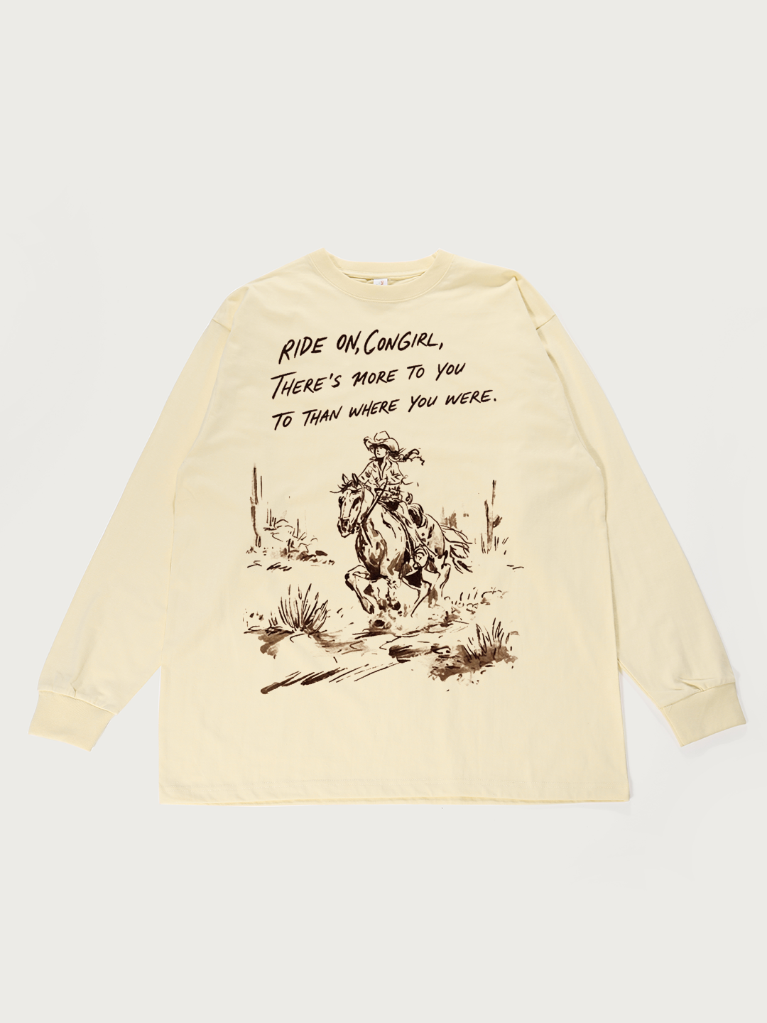 Ride On, Cowgirl - Unisex Retro Cotton Long Sleeve T-Shirt