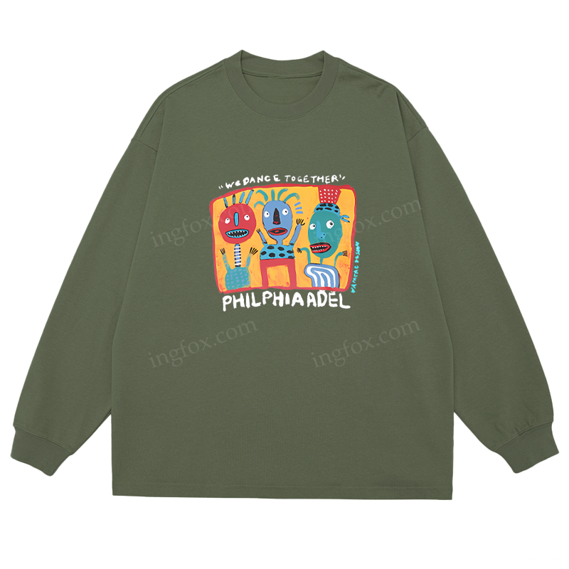 "WE DANCE TOGETHER" Folk Art - Classic Unisex Fit Cotton Long Sleeve Tee
