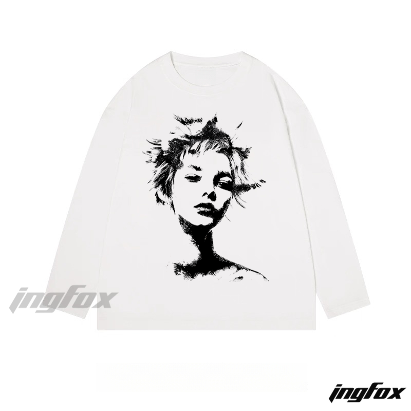 Artistic Portrait Graphic - Classic Cotton Long Sleeve Tee