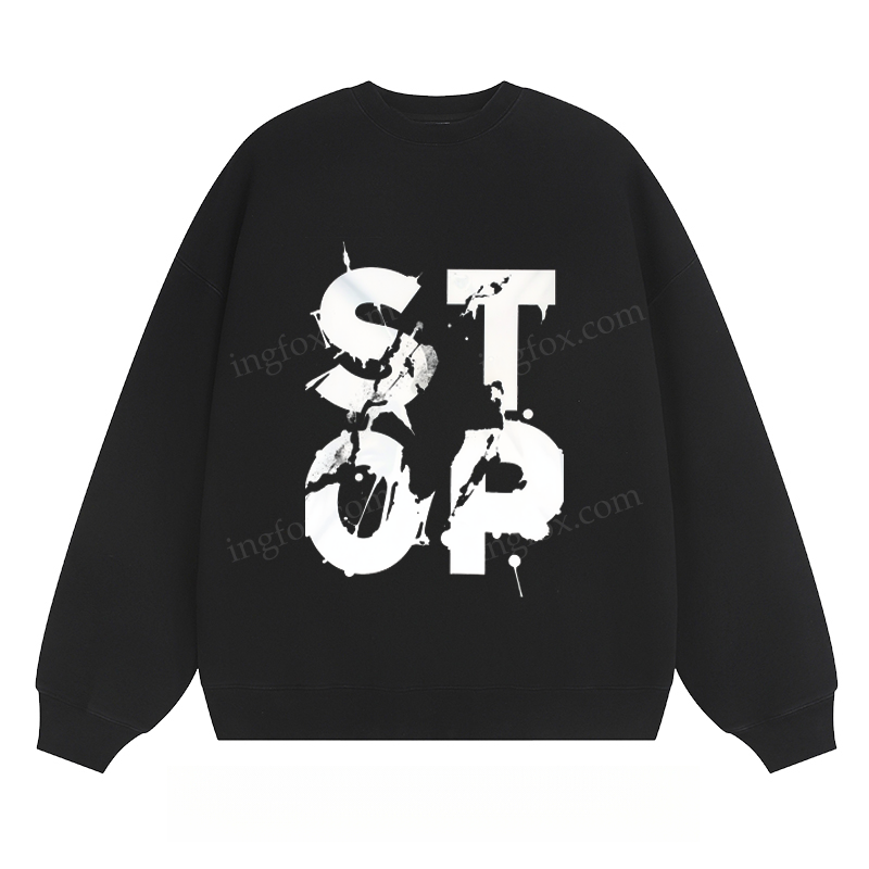 Distressed "STOP" Text - Classic Unisex Fit Crewneck Sweatshirt