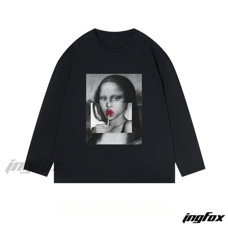 Mona Lisa Remix - Classic Cotton Long Sleeve Tee