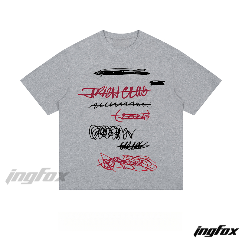 "SECRET CLUB" Scribble Art - Loose Fit Short Sleeve T-Shirt