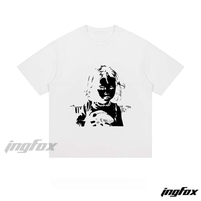 Artistic Child Silhouette Graphic - Loose Fit Short Sleeve T-Shirt