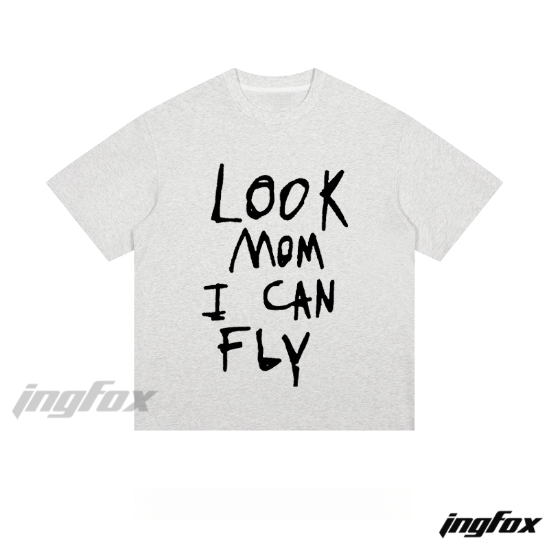 “Look Mom I Can Fly” Slogan - Loose Fit Short Sleeve T-Shirt