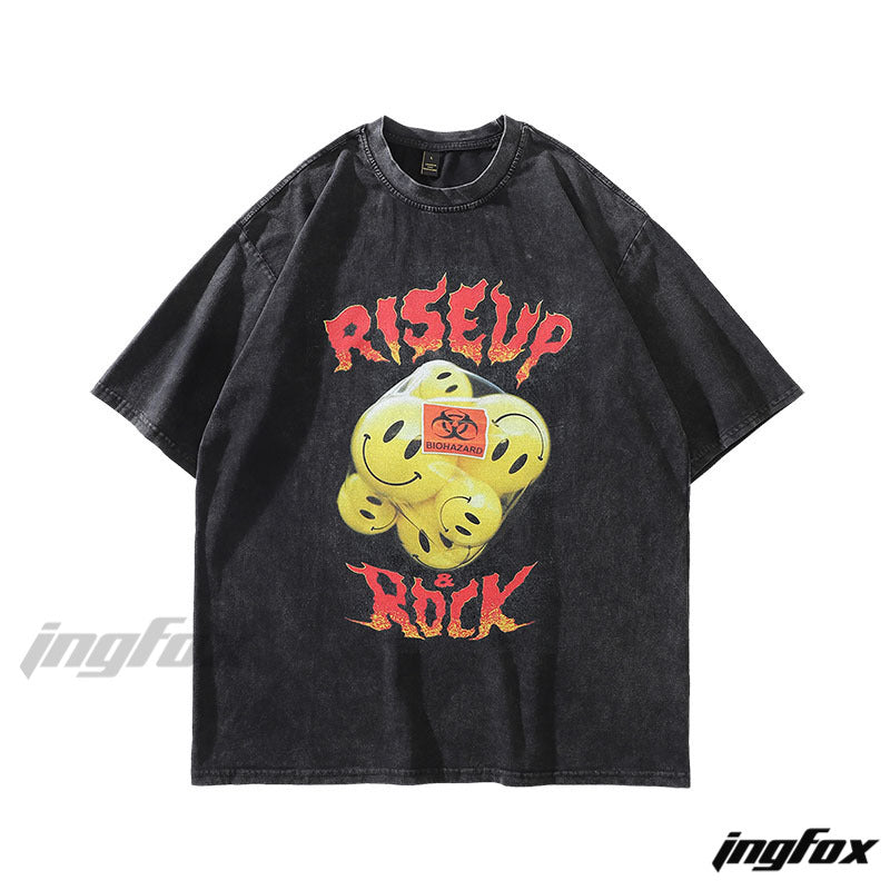 Smiley Rock Cool Vibe - Vintage Washed Oversized T-Shirt