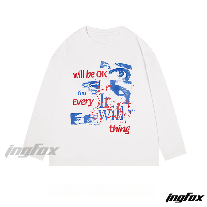 "Everything Will Be OK" Graphic - Classic Cotton Long Sleeve Tee
