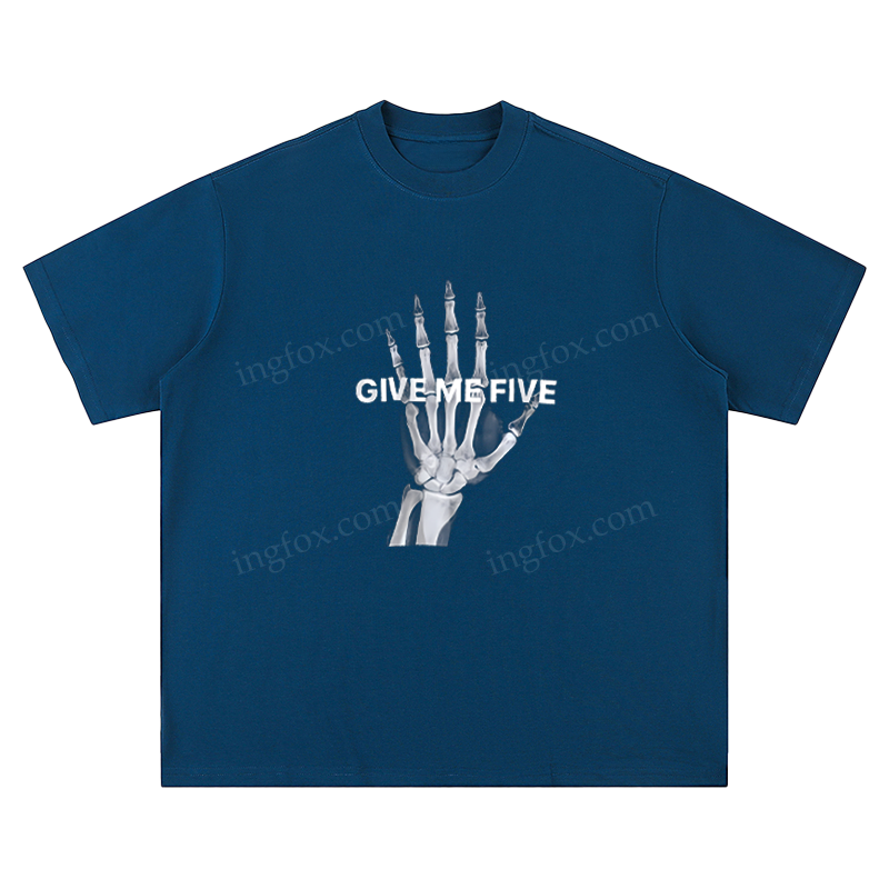 "Give Me Five" Skeleton Hand - Unisex Fit Short Sleeve T - Shirt
