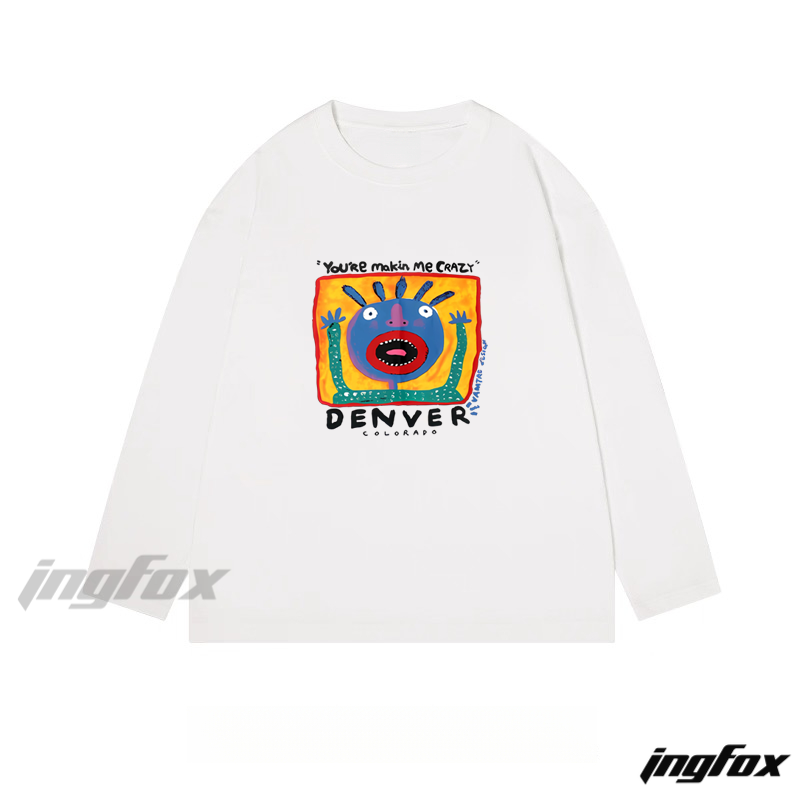 Denver Crazy Face - Classic Cotton Long Sleeve Tee