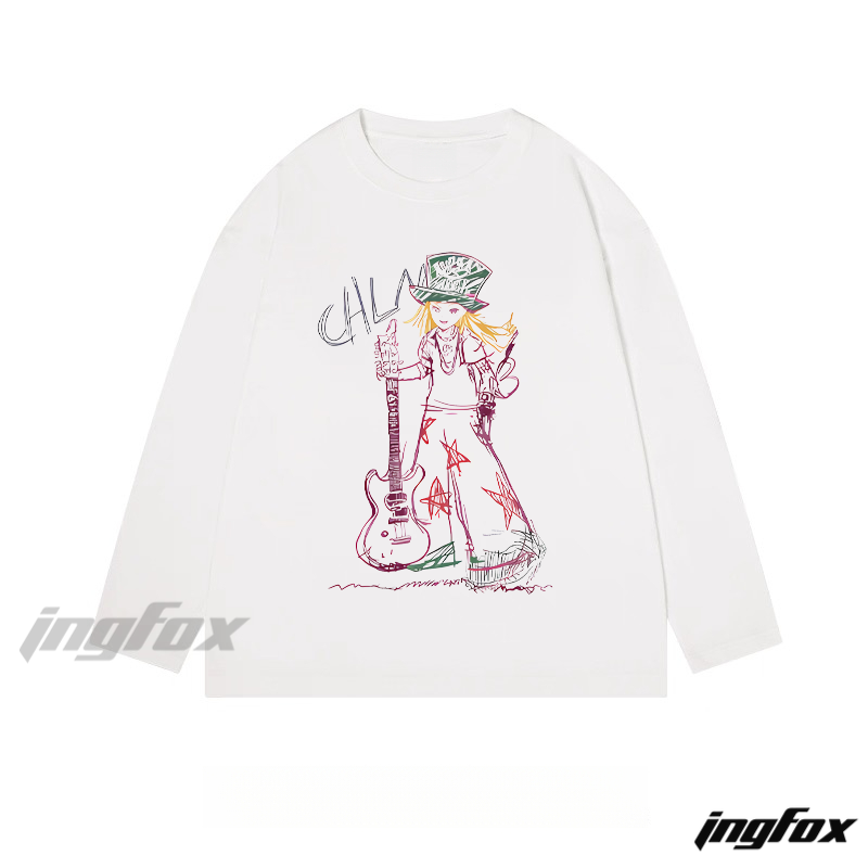 Rock - Themed Sketch Art - Classic Cotton Long Sleeve Tee