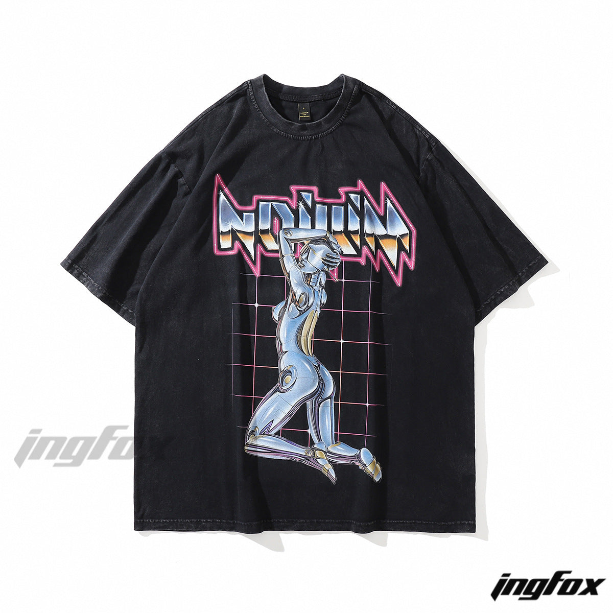 NOIUM Sci - fi Robot - Vintage Washed Oversized T-Shirt