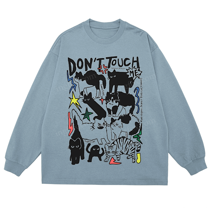 “Don’t Touch Me” Cat Collage - Classic Unisex Fit Cotton Long Sleeve Tee