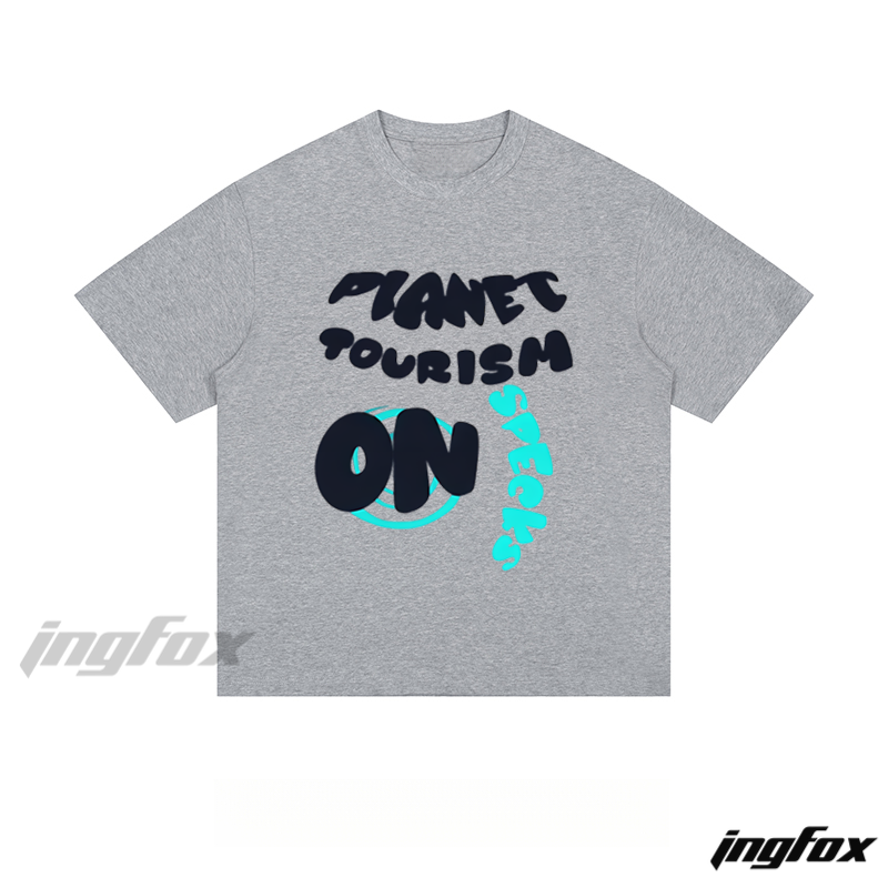 "PLANET TOURISM ON SPECKS" - Loose Fit Short Sleeve T - Shirt