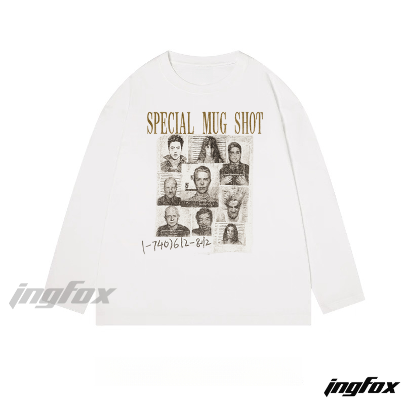 Retro Mugshot Collage - Classic Cotton Long Sleeve Tee