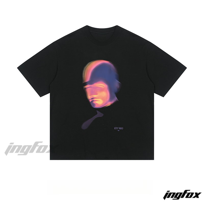 Abstract Portrait Tee - Loose Fit Short Sleeve T - Shirt