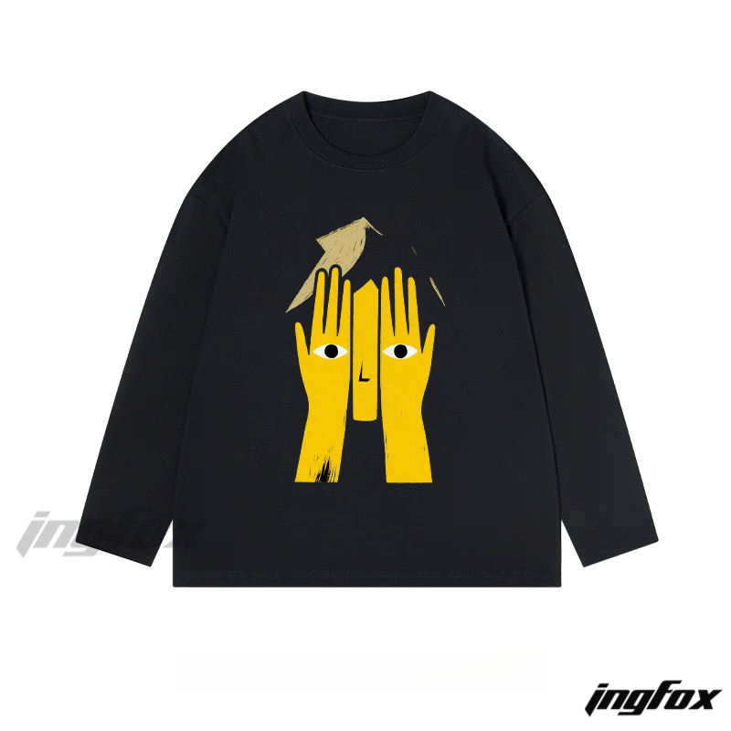 Abstract Hand Face - Classic Cotton Long Sleeve Tee