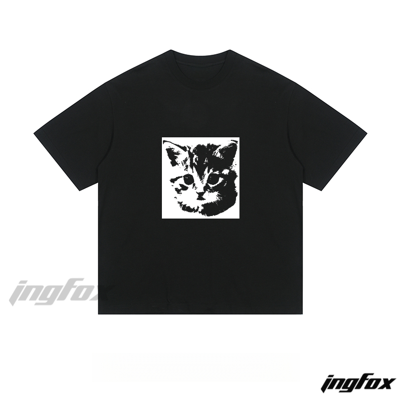 Kitten Face Silhouette - Loose Fit Short Sleeve T-Shirt