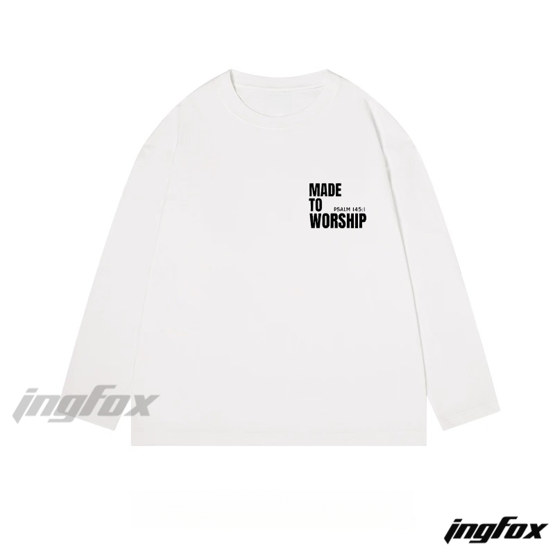"MADE TO WORSHIP" Biblical Text Graphic - Classic Cotton Long Sleeve Tee
