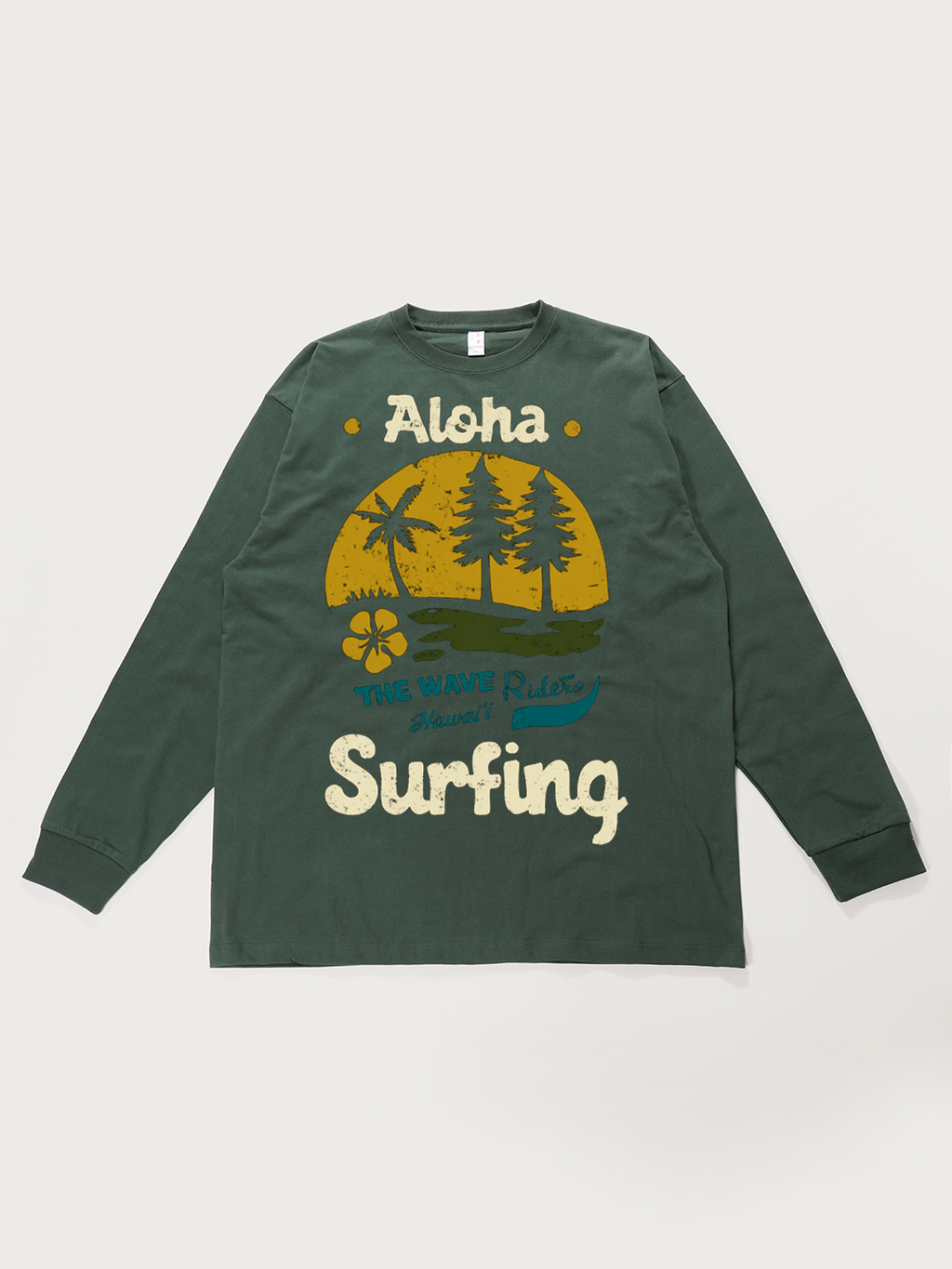 Aloha Hawaii Surfing - Unisex Retro Cotton Long Sleeve T-Shirt