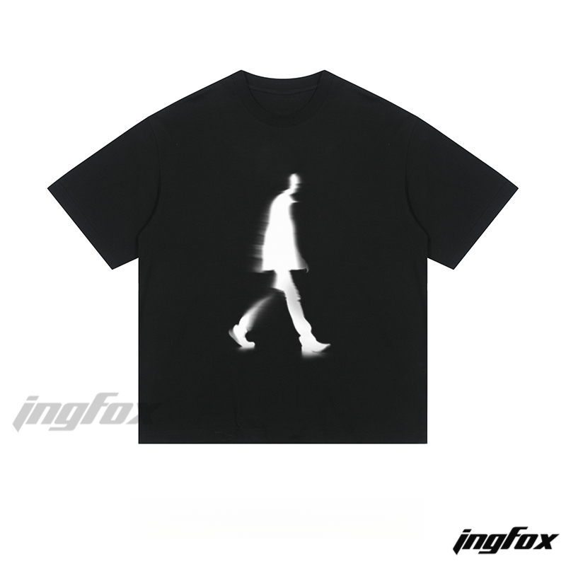 Blurred Silhouette Walk - Loose Fit Short Sleeve T - Shirt