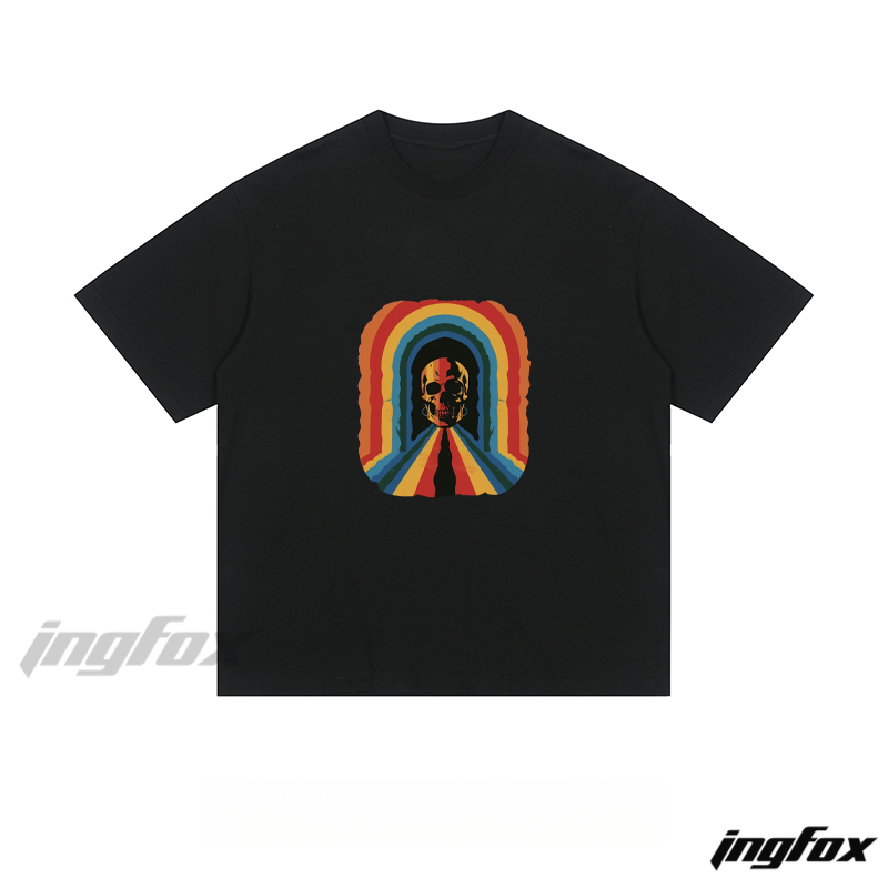 Psychedelic Skull Rainbow - Loose Fit Short Sleeve T - Shirt
