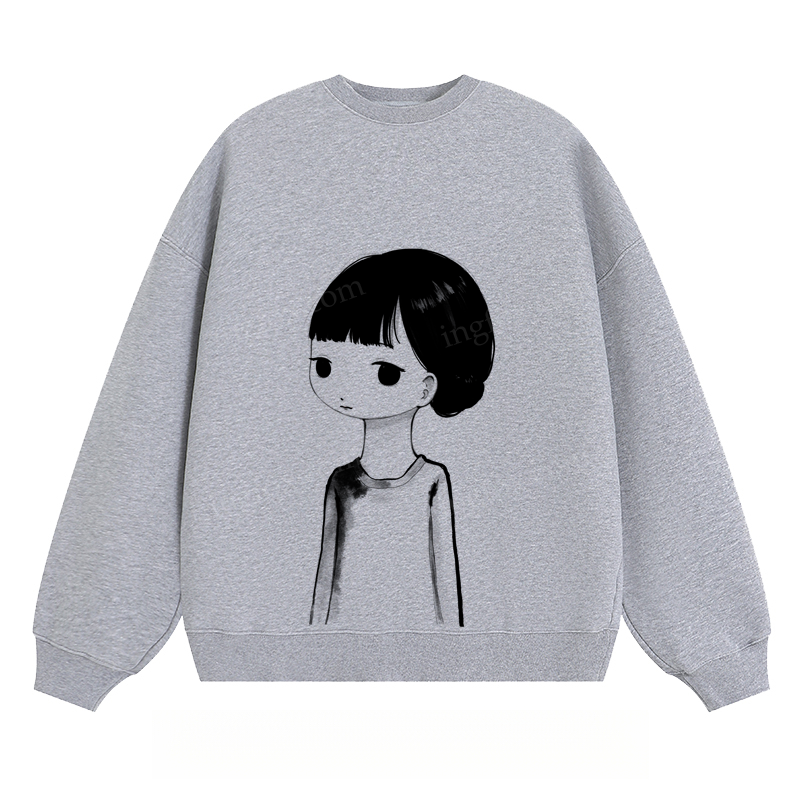 Cartoon Girl Graphic - Classic Unisex Fit Crewneck Sweatshirt