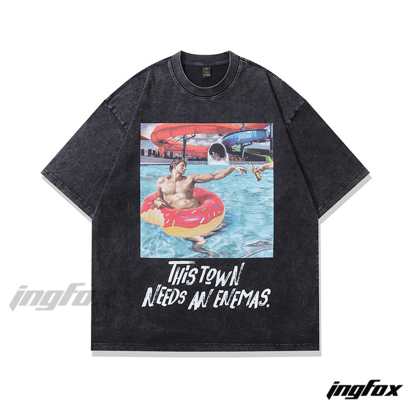 Poolside Graphic - Vintage Washed Oversized T - Shirt