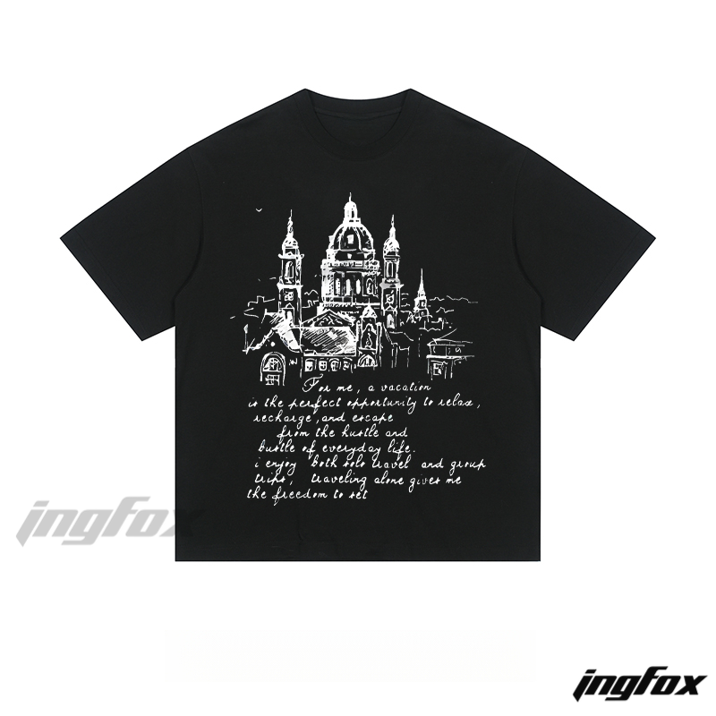 Architectural Sketch & Travel Quote - Loose Fit Short Sleeve T-Shirt
