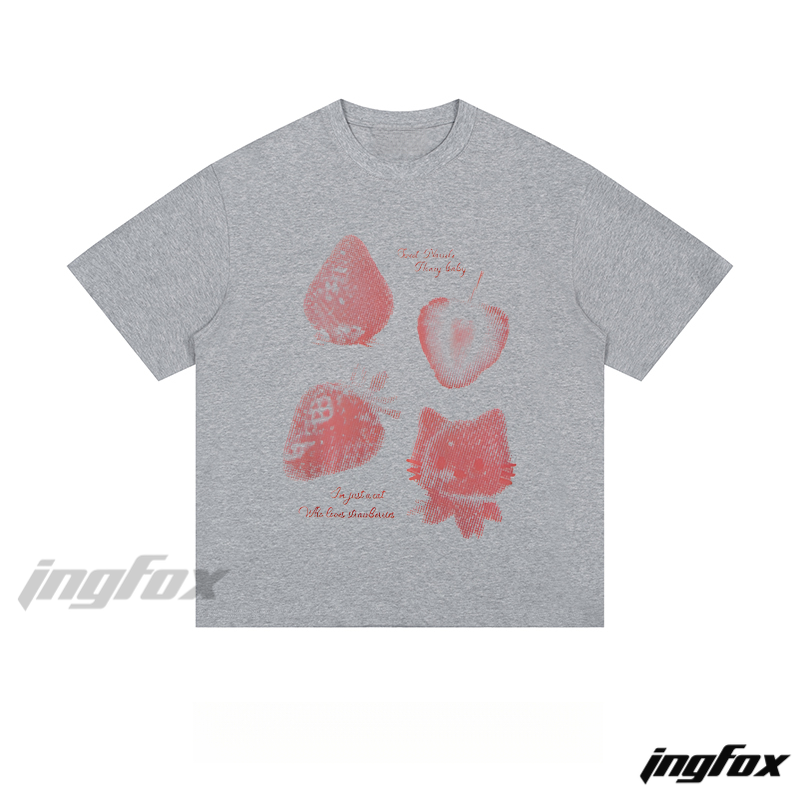 Strawberry & Cat “Fruit Devils” - Loose Fit Short Sleeve T-Shirt
