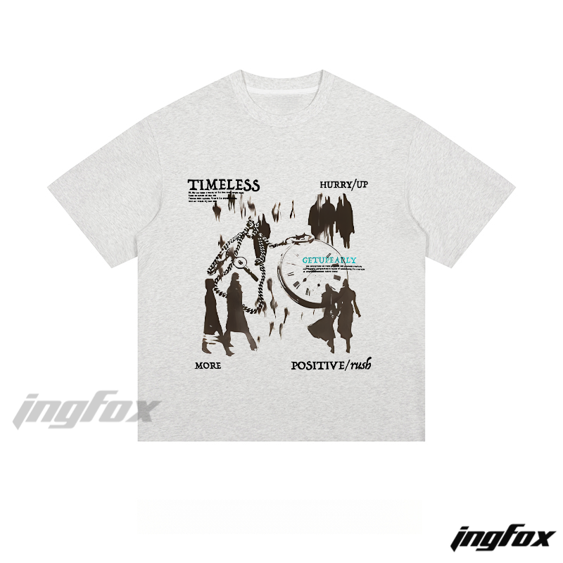 Time & Positivity Graphic Tee - Loose Fit Short Sleeve T - Shirt