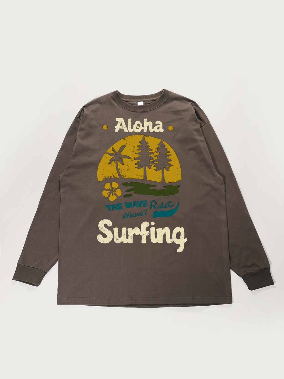 Aloha Hawaii Surfing - Unisex Retro Cotton Long Sleeve T-Shirt