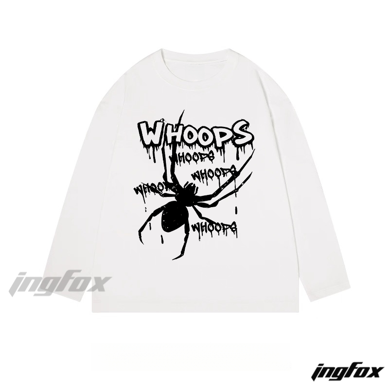 Spider & "Whoops" Graphic - Classic Cotton Long Sleeve Tee
