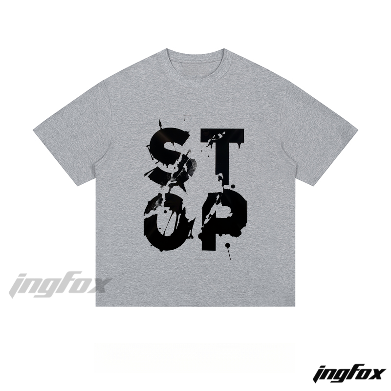 Splash “STOP” Text - Loose Fit Short Sleeve T-Shirt