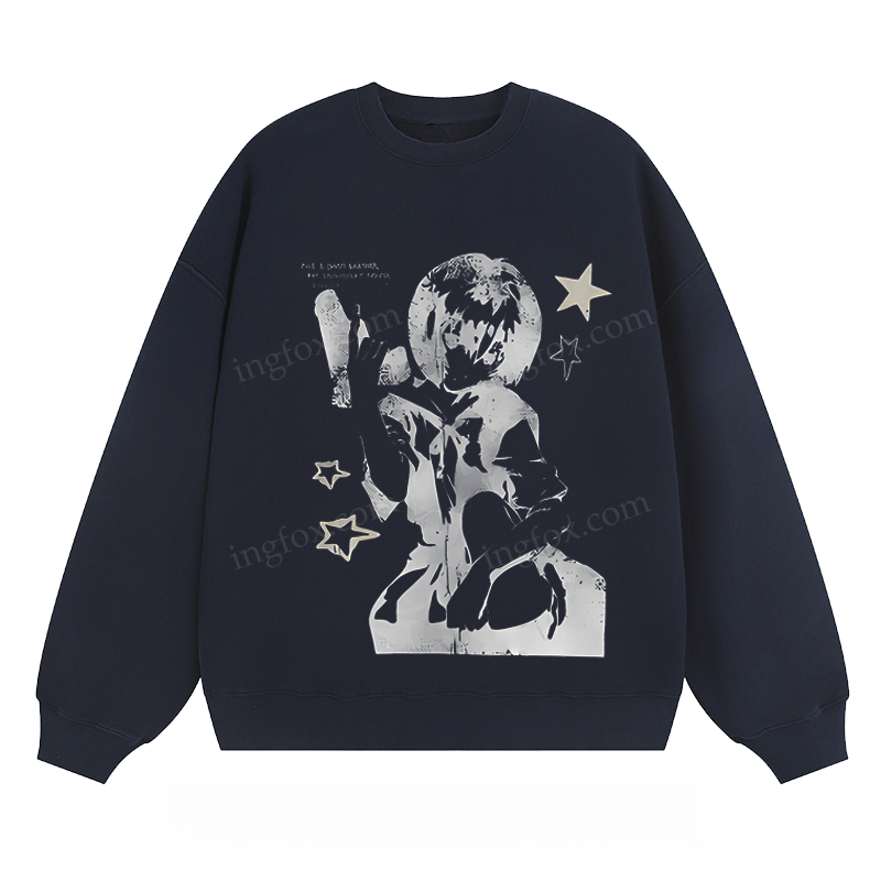 Anime - Style Graphic Crewneck Sweatshirt