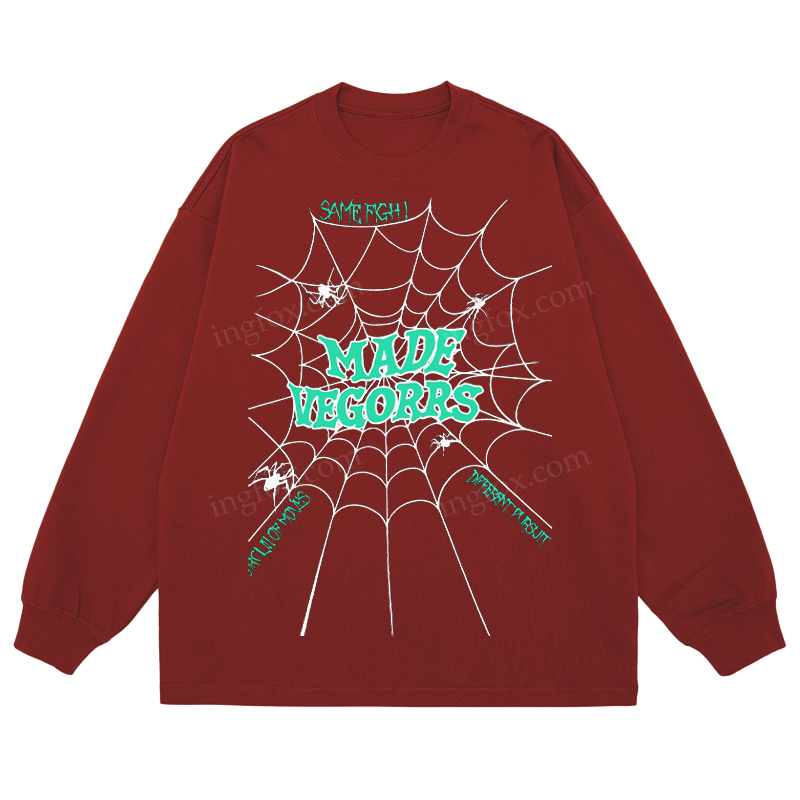 Spider Web "MADE VEGORRS" - Classic Unisex Fit Cotton Long Sleeve Tee
