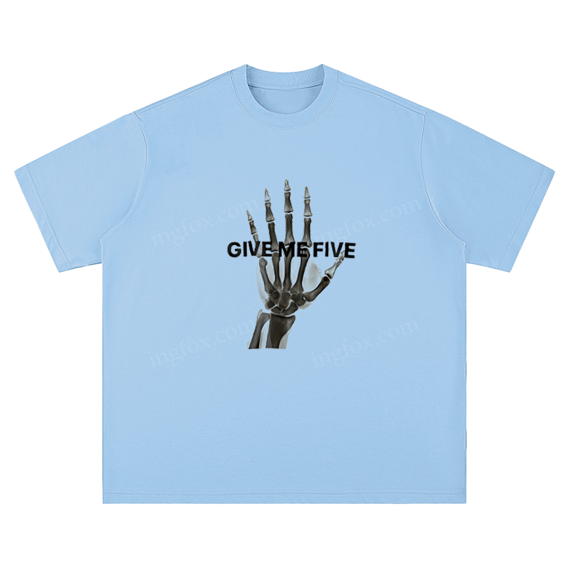 "Give Me Five" Skeleton Hand - Unisex Fit Short Sleeve T - Shirt