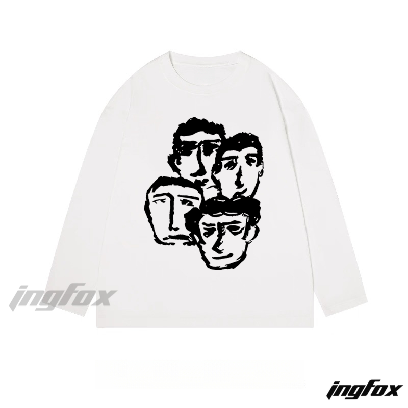 Abstract Faces - Classic Cotton Long Sleeve Tee