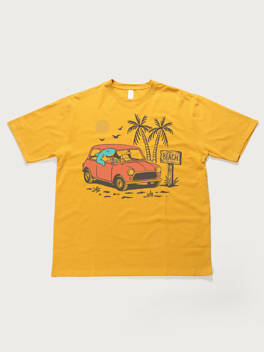Beach Car Cartoon - Unisex Retro Cotton Short Sleeve T-Shirt