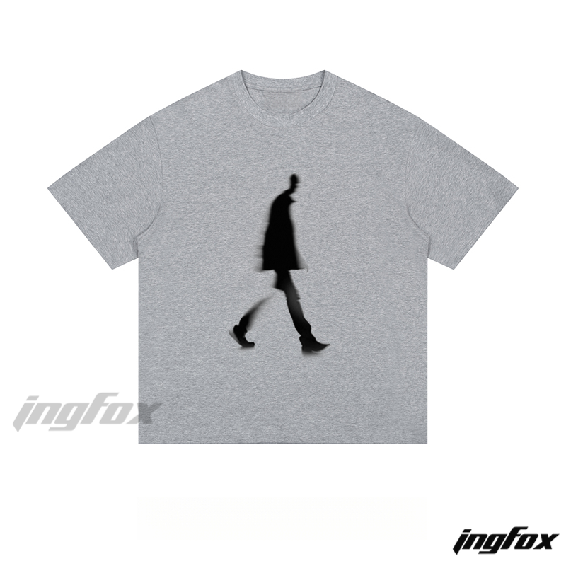 Blurred Silhouette Walk - Loose Fit Short Sleeve T - Shirt
