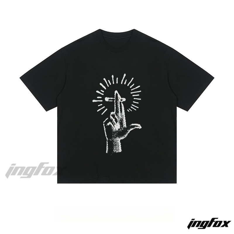 Hand & Cigarette Graphic - Loose Fit Short Sleeve T-Shirt