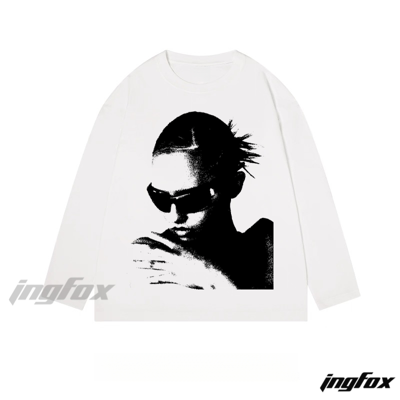 Monochrome Stylish Figure - Classic Cotton Long Sleeve Tee