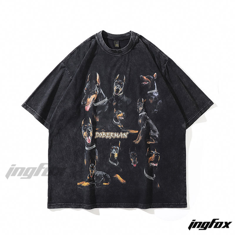 Doberman Collage - Vintage Washed Oversized T-Shirt