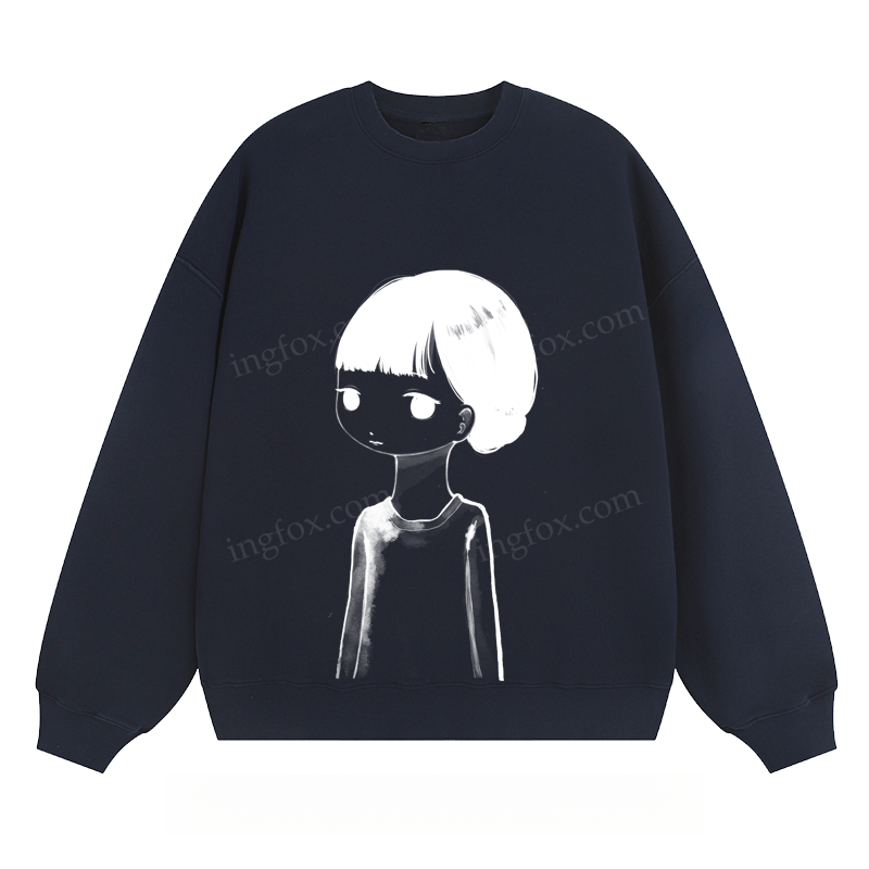 Cartoon Girl Graphic - Classic Unisex Fit Crewneck Sweatshirt