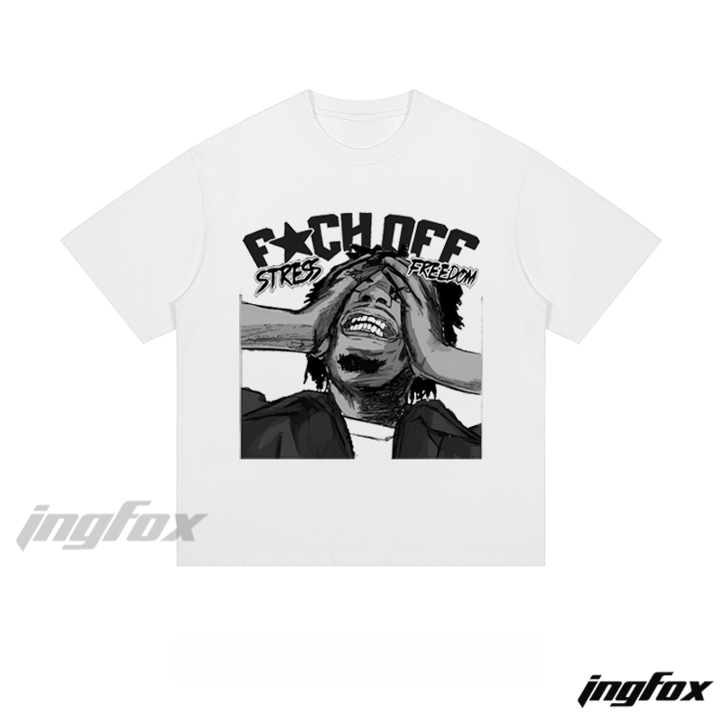 "F★CK OFF STRESS FREEDOM" Graphic - Loose Fit Short Sleeve T - Shirt