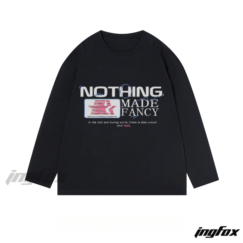 "NOTHING MADE FANCY" Text Graphic - Classic Cotton Long Sleeve Tee