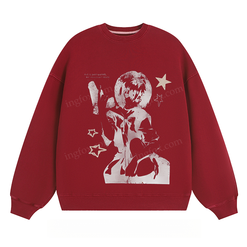 Anime - Style Graphic Crewneck Sweatshirt