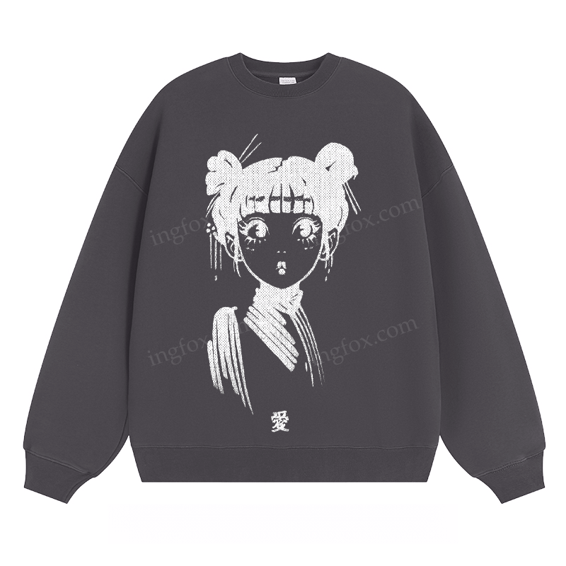 Anime Girl Graphic - Classic Unisex Fit Crewneck Sweatshirt