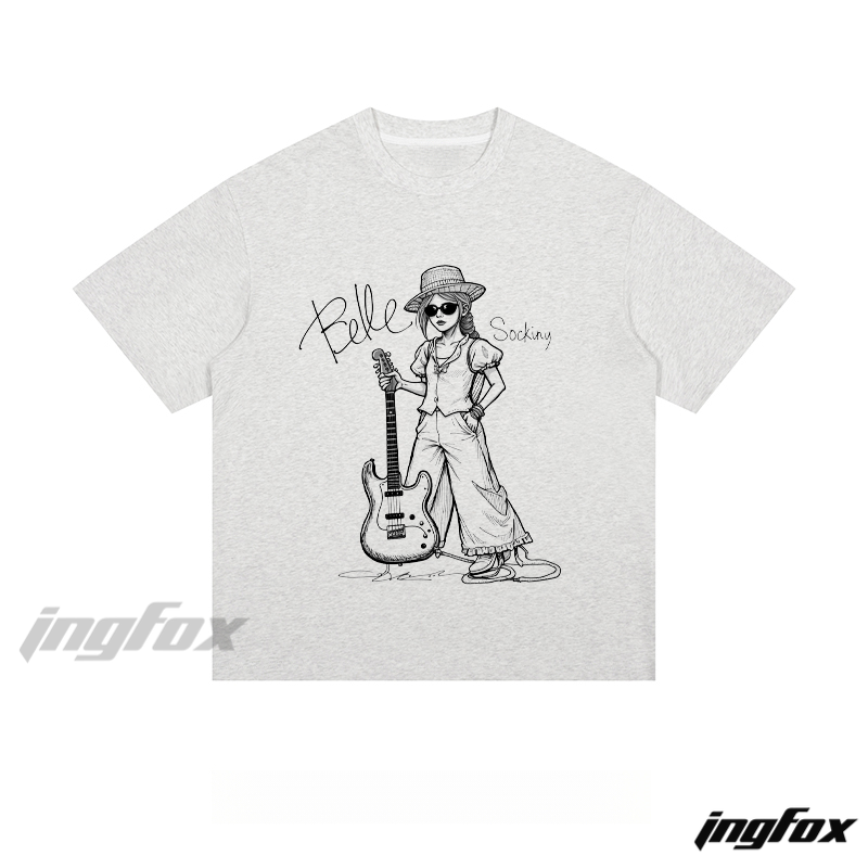 Belle Guitar Girl - Loose Fit Short Sleeve T-Shirt