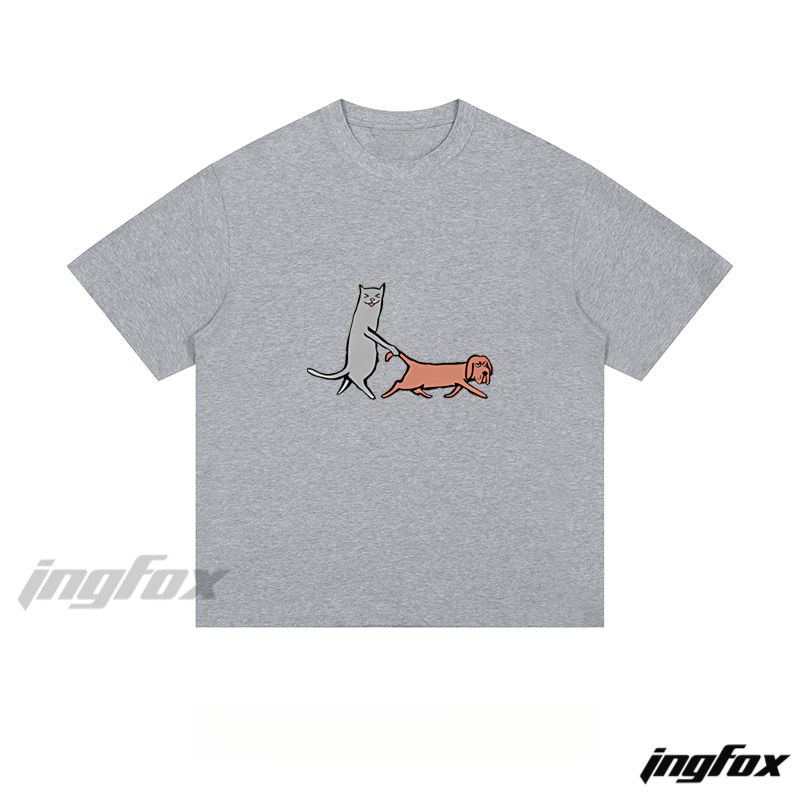 Cat & Dog Walk - Loose Fit Short Sleeve T - Shirt